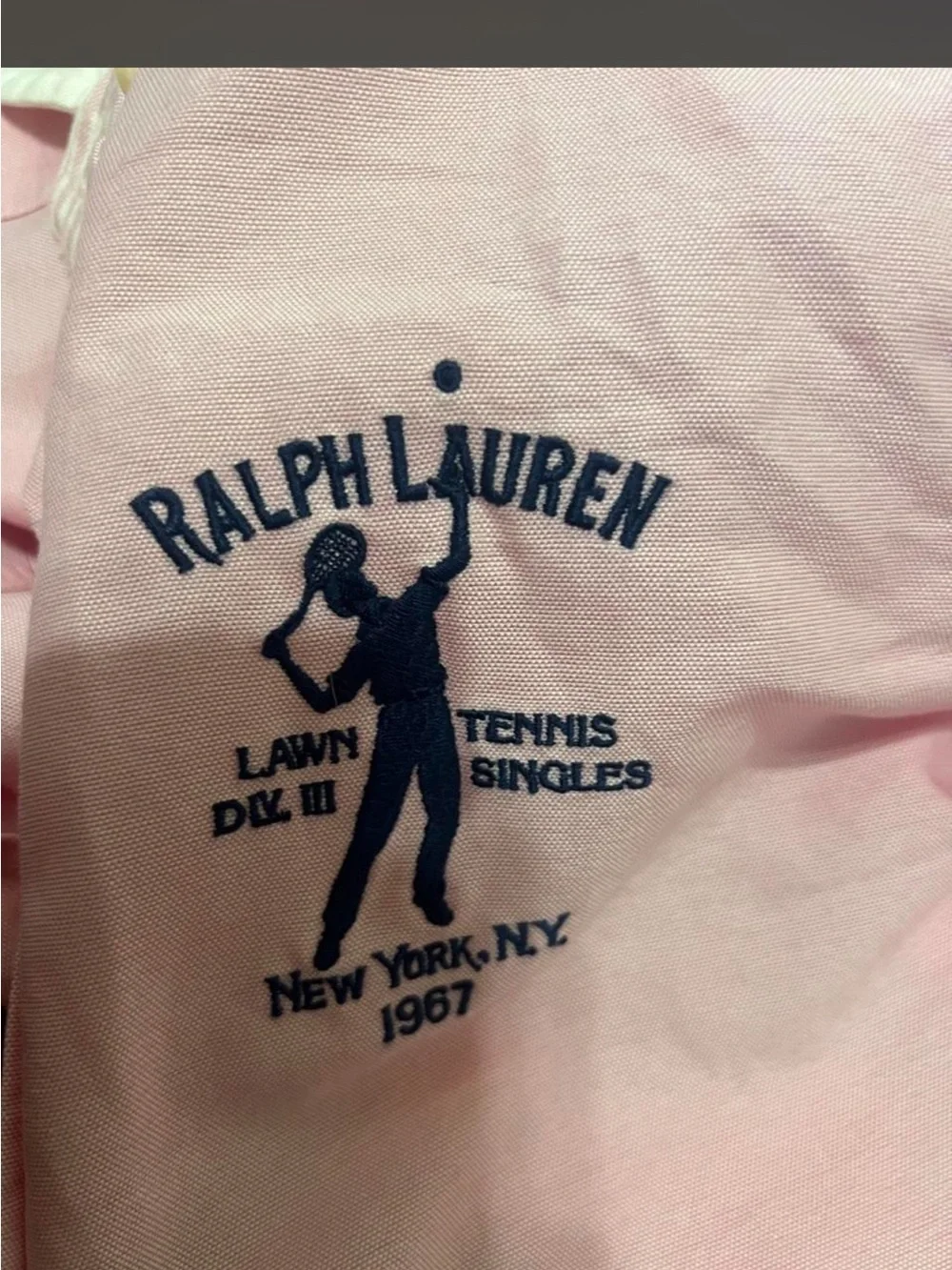 Ralph Lauren Pink Collared Button-Up Shirt with White Trim - Picture 3 of 3